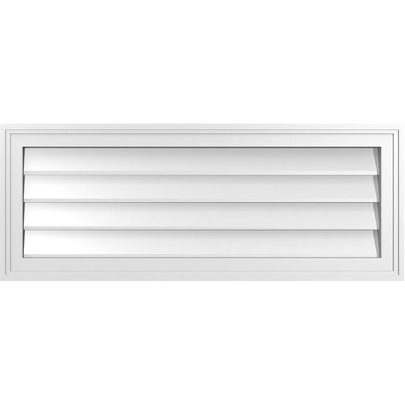 Ekena Millwork Vertical Surface Mount PVC Gable Vnt: Non-Functional, w/2"W x 1-1/2"H, Brickmould Frame, 36"W x 14"H GVPVE36X1402SN